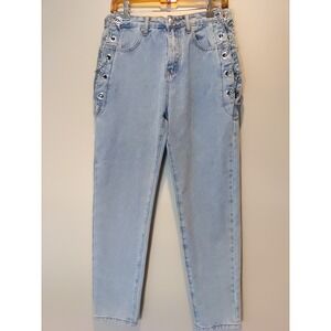 Denim Blvd High Rise Boyfriend Open Adjustable Side Chain Eyelet Jeans Size 5‎